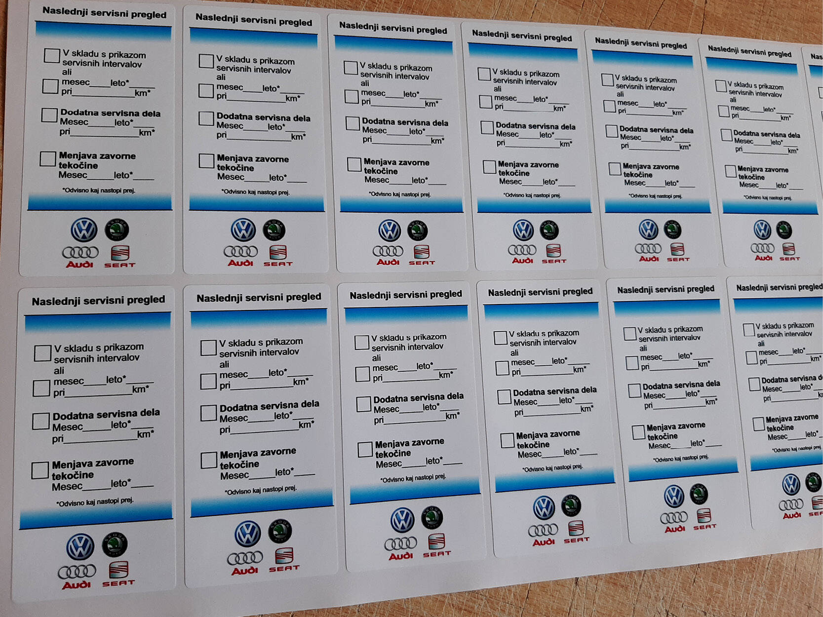 Nalepke za servis vozil
